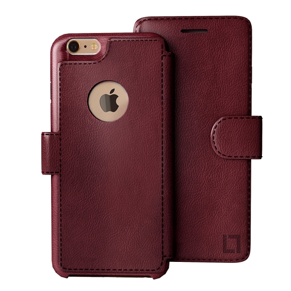 LUPA Apple iPhone 6 / 6S Slim Czdan Klf-Burgundy