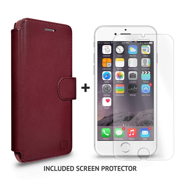 LUPA Apple iPhone 7 Slim Czdan Klf-Burgundy