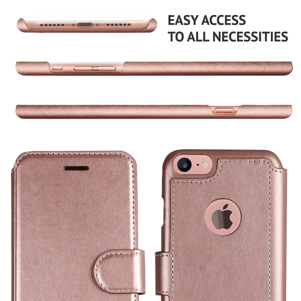 LUPA Apple iPhone 7 Slim Czdan Klf-Rose Gold