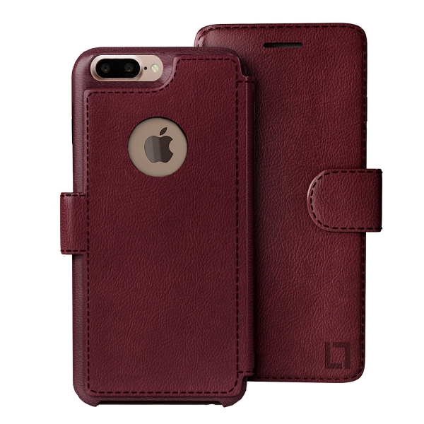 LUPA Apple iPhone 8 Plus Slim Czdan Klf-Burgundy