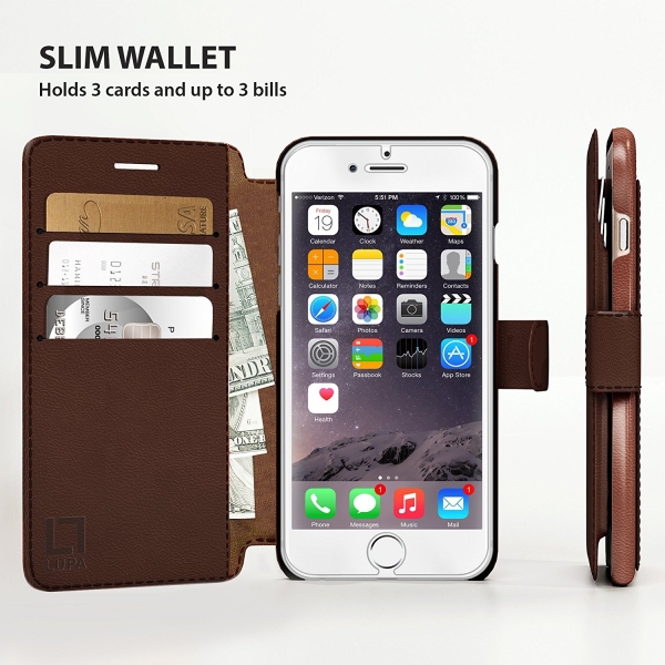 LUPA Apple iPhone 8 Plus Slim Czdan Klf-Dark Brown