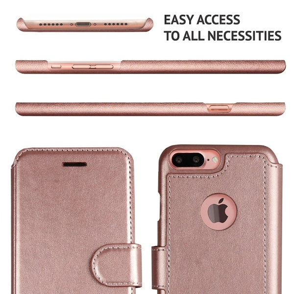 LUPA Apple iPhone 8 Plus Slim Czdan Klf-Rose Gold