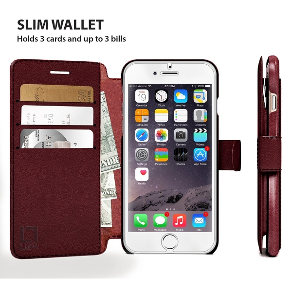 LUPA iPhone 7 Plus Slim Czdan Klf-Burgundy