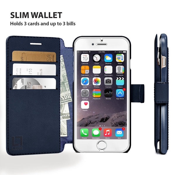 LUPA iPhone 7 Plus Slim Czdan Klf-Navy Blue