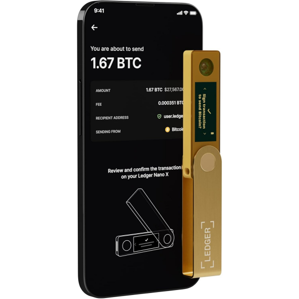 Ledger Nano X Bitcoin Para Czdan(Cold Wallet)(Gold)