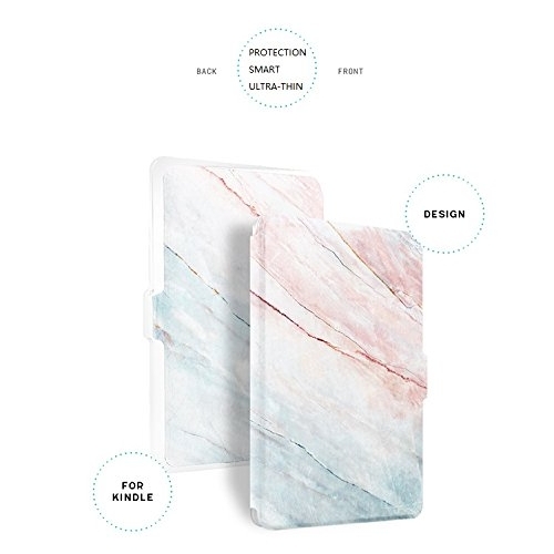 Leminimo Kindle (8.Nesil) Mermer Desen Klf-Pink Marble
