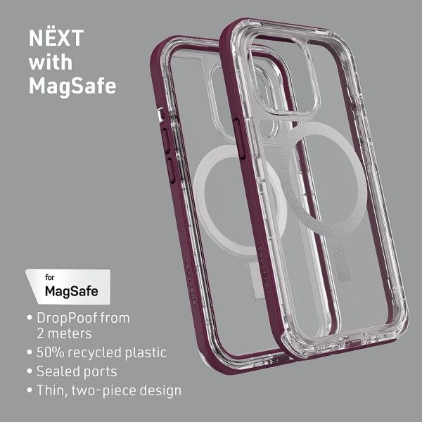 LifeProof Next Serisi iPhone 13 Pro MagSafe Uyumlu Klf -Purple Clear
