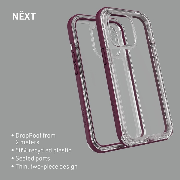 LifeProof Next Serisi iPhone 13 Pro effaf Klf -Purple Clear