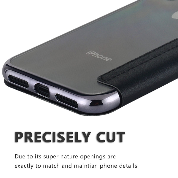 Lontect Apple iPhone X Deri C�zdan K�l�f- Black