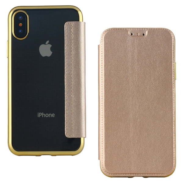 Lontect Apple iPhone X Deri C�zdan K�l�f-Gold