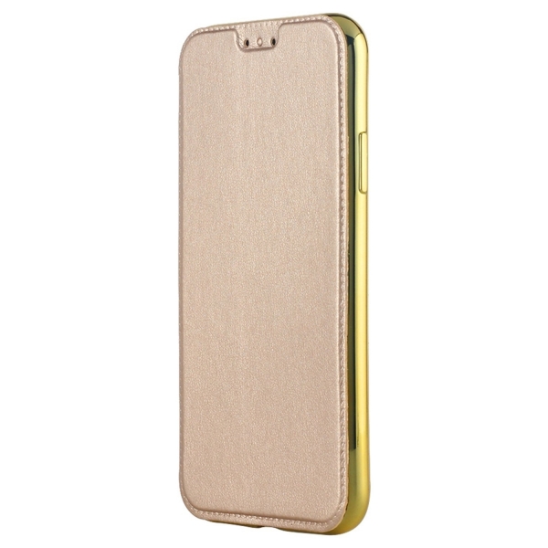 Lontect Apple iPhone X Deri C�zdan K�l�f-Gold