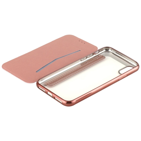 Lontect Apple iPhone X Deri C�zdan K�l�f- Rose Gold