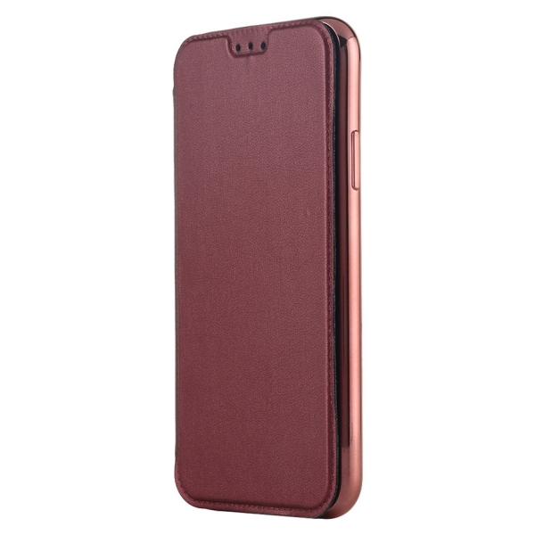 Lontect Apple iPhone X Deri C�zdan K�l�f- Rose Red