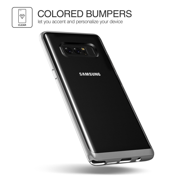 Lumion Samsung Galaxy Note 8 Diamont Seri Bumper Klf (MIL-STD-810)-Metallic Silver