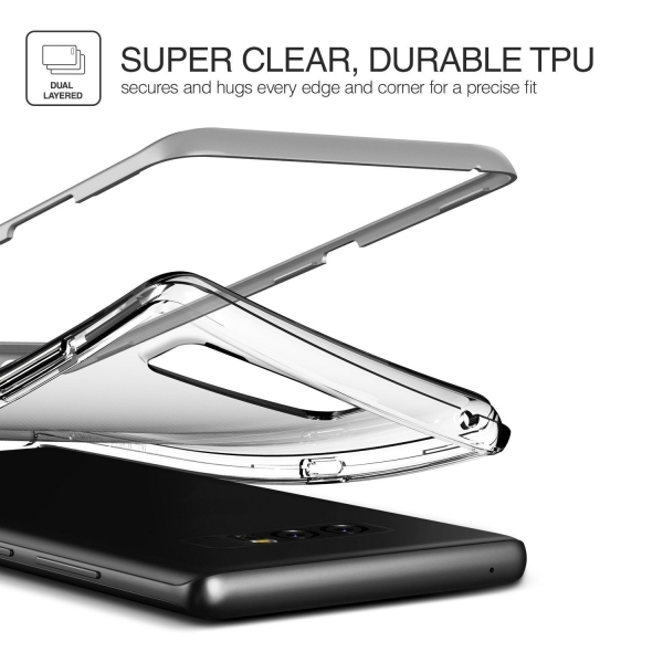 Lumion Samsung Galaxy Note 8 Diamont Seri Bumper Klf (MIL-STD-810)-Metallic Silver