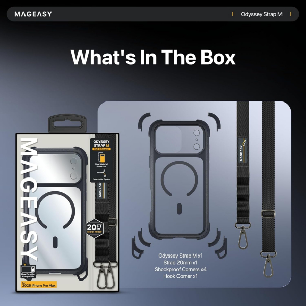 MAGEASY iPhone 17 Pro Max Odyssey Strap M Klf-Mist Gray