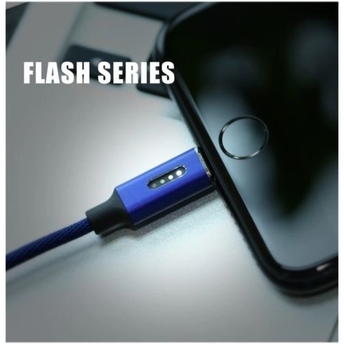 MCDODO Indicator Flash LED Lightning USB Data Kablo-Blue