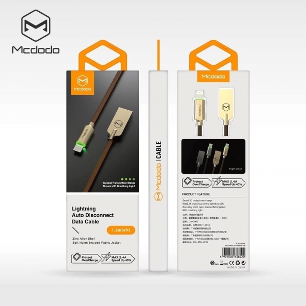MCDODO Smart LED Lightning USB Kablo-4FT Gold