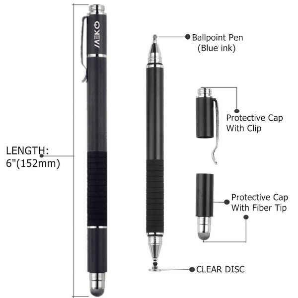 MEKO Precision Serisi Disc Stylus Kalem (2 Adet)-Black-Black