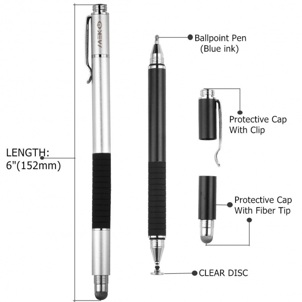 MEKO Precision Serisi Disc Stylus Kalem (2 Adet)-Black-Silver