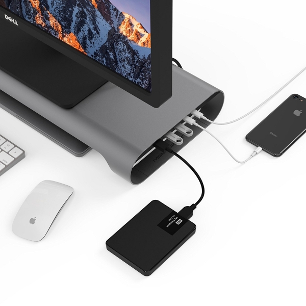 MONITORMATE USB-C/USB 3.0 Hub/HDMI Display Destekli Stand-Space Grey