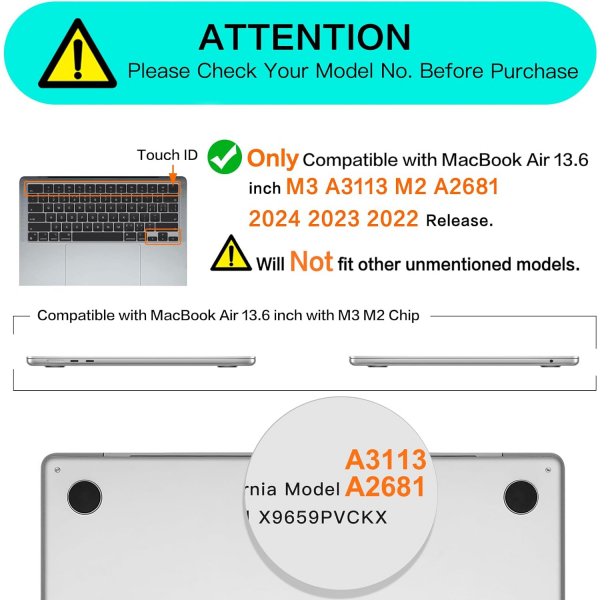 MOSISO MacBook Air M3 Bumper Klf (13.6 in)-Transparent 