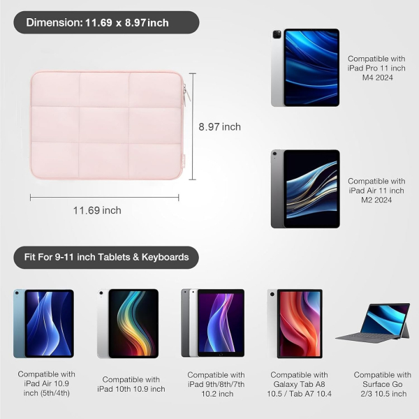 MOSISO Tablet Tama antas (9-11 in)-Pink 