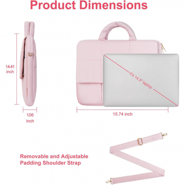 MOSISO Laptop Omuz antas (15-16 in)-Pink 