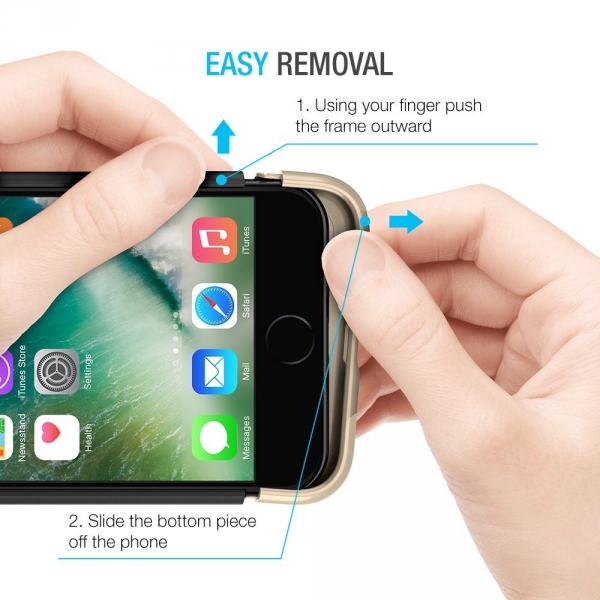 Maxboost Apple iPhone 7 Vibrance Serisi K�l�f-Black-Champagne Gold