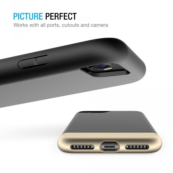 Maxboost Apple iPhone 7 Vibrance Serisi K�l�f-Black-Champagne Gold