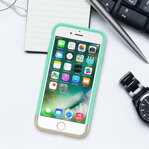 Maxboost Apple iPhone 7 Vibrance Serisi K�l�f-Turquoise-Champagne Gold