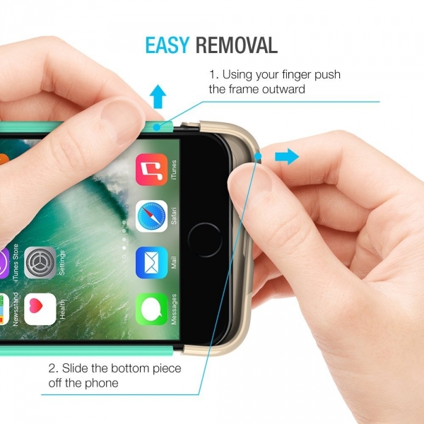 Maxboost Apple iPhone 7 Vibrance Serisi K�l�f-Turquoise-Champagne Gold