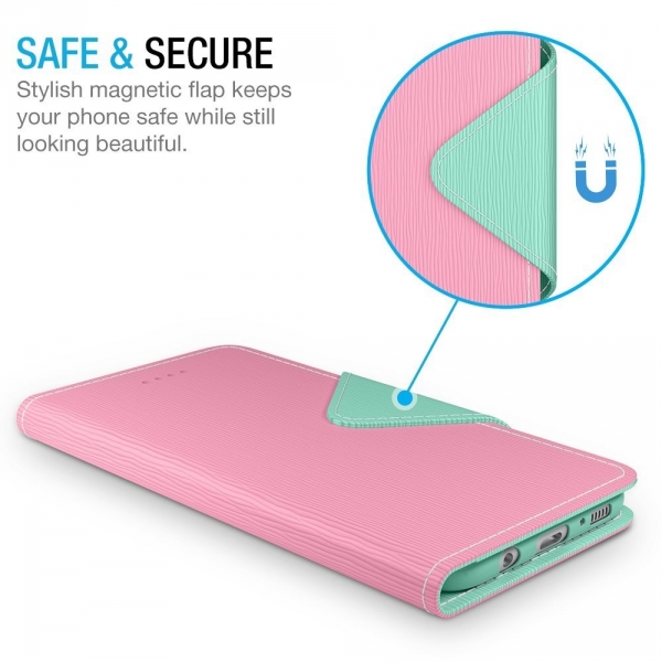 Maxboost Galaxy S8 Plus Folio Style Deri Czdan Klf-Pink Green