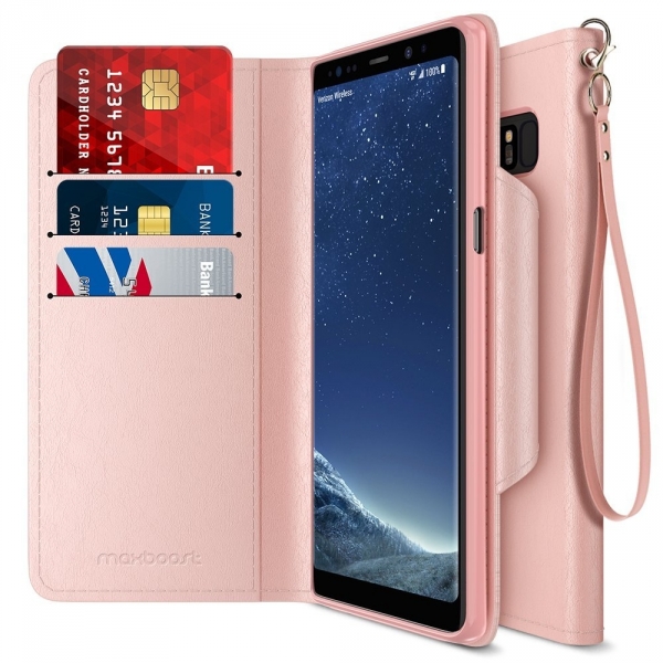 Maxboost Samsung Galaxy Note 8 mWallet Serisi Czdan Klf-Rose Gold