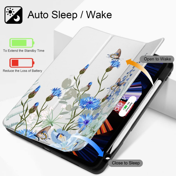 May Chen Standl iPad Pro Klf (12.9 in)-Blue Flowers