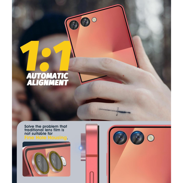 Orzero Galaxy Z Flip 7 Kamera Lens Koruyucu(2 Set)-Red
