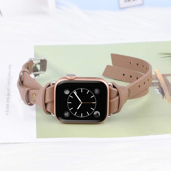 Minyee Deri Apple Watch 7 Kay (41mm)-Grey Brown