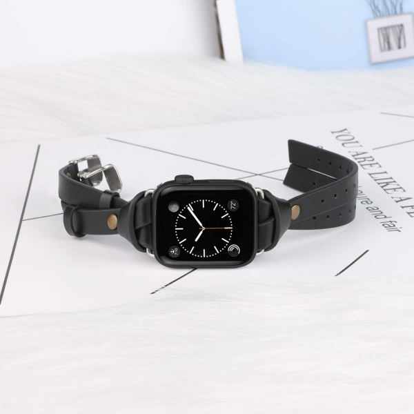 Minyee Deri Apple Watch 7 Kay (41mm)-Black