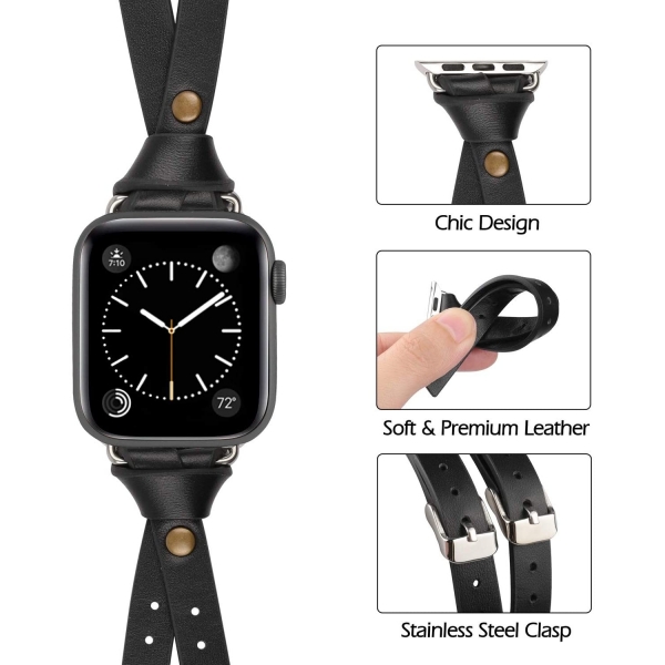 Minyee Deri Apple Watch 7 Kay (41mm)-Black