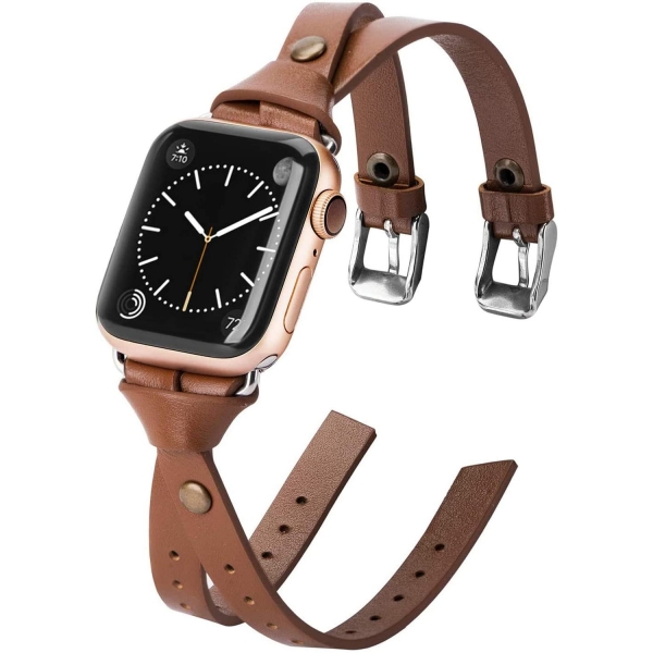 Minyee Deri Apple Watch 7 Kay (45mm)-Light Brown