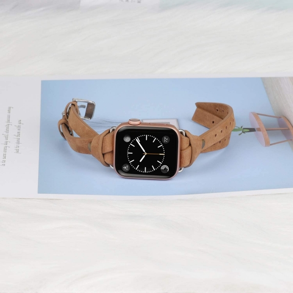 Minyee Deri Apple Watch 7 Kay (45mm)-Dark Matte Brown