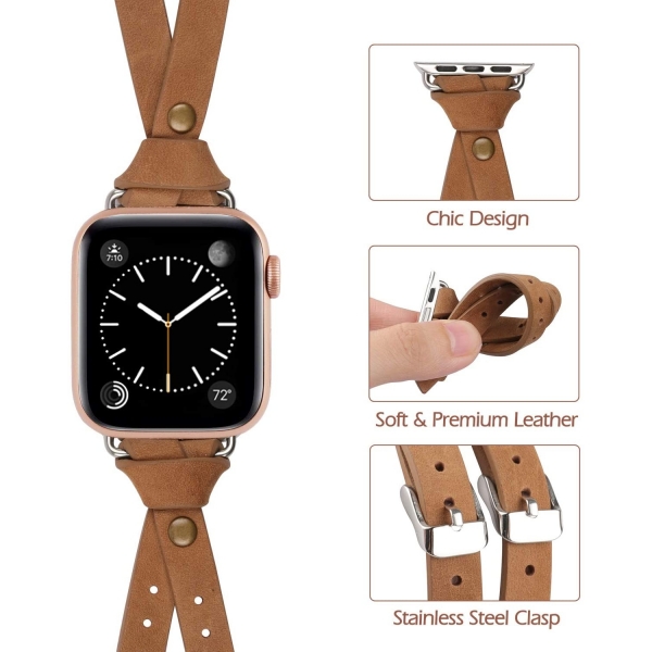 Minyee Deri Apple Watch 7 Kay (45mm)-Dark Matte Brown