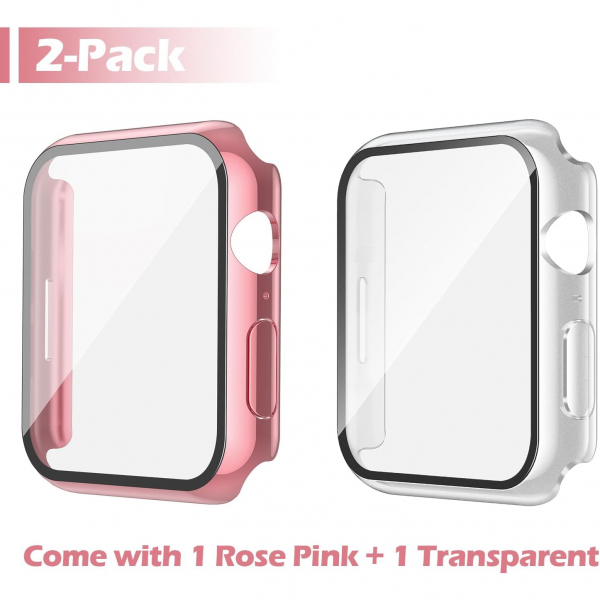 Misxi Apple Watch 9/8/7 45mm Bumper Su Geirmez Klf -Rose Pink Transparent