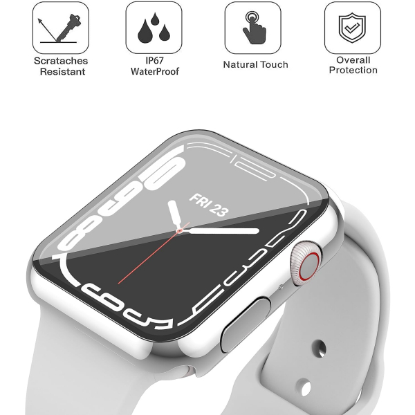 Misxi Apple Watch 9/8/7 45mm Bumper Su Geirmez Klf -Silver Transparent