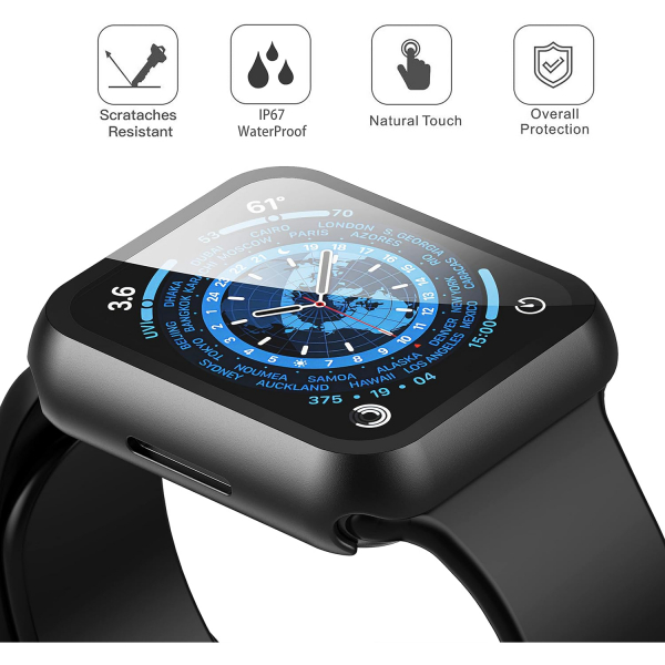 Misxi Apple Watch 9/8/7 45mm Bumper Su Geirmez Klf -Matte Black