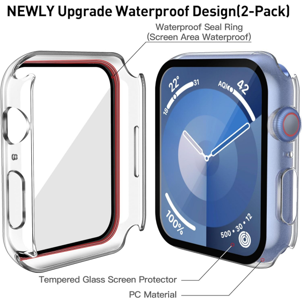 Misxi Apple Watch 9/8/7 45mm Bumper Su Geirmez Klf -Matte Transparent