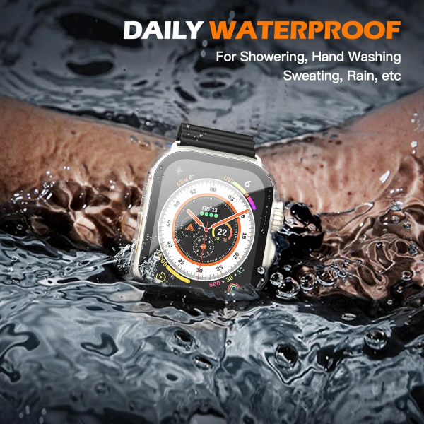Misxi Apple Watch Ultra 49mm Bumper Su Geirmez Klf-Black Transparent