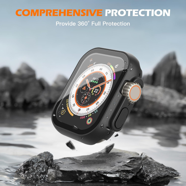 Misxi Apple Watch Ultra 49mm Bumper Su Geirmez Klf-Black Transparent