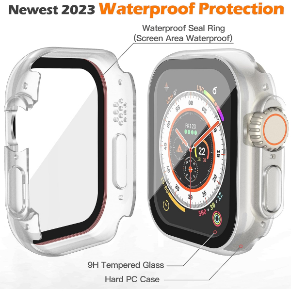 Misxi Apple Watch Ultra 49mm Bumper Su Geirmez Klf-Black Transparent