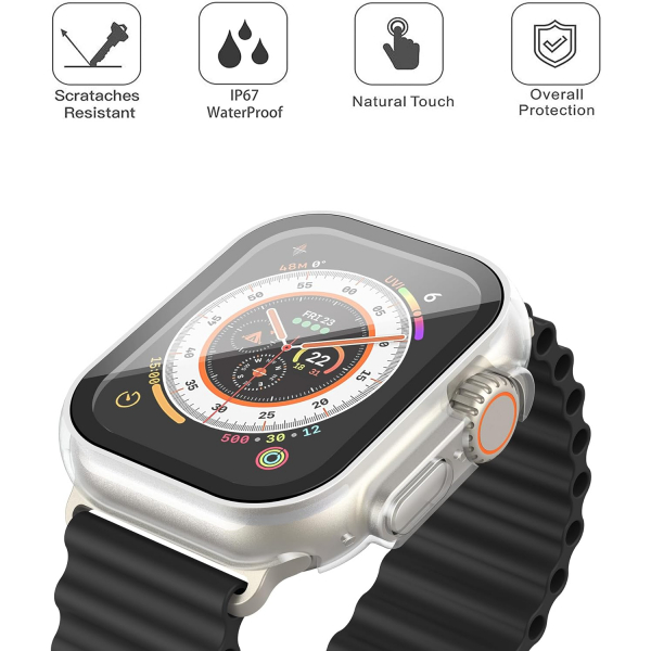 Misxi Apple Watch Ultra 49mm Bumper Su Geirmez Klf-Black Transparent